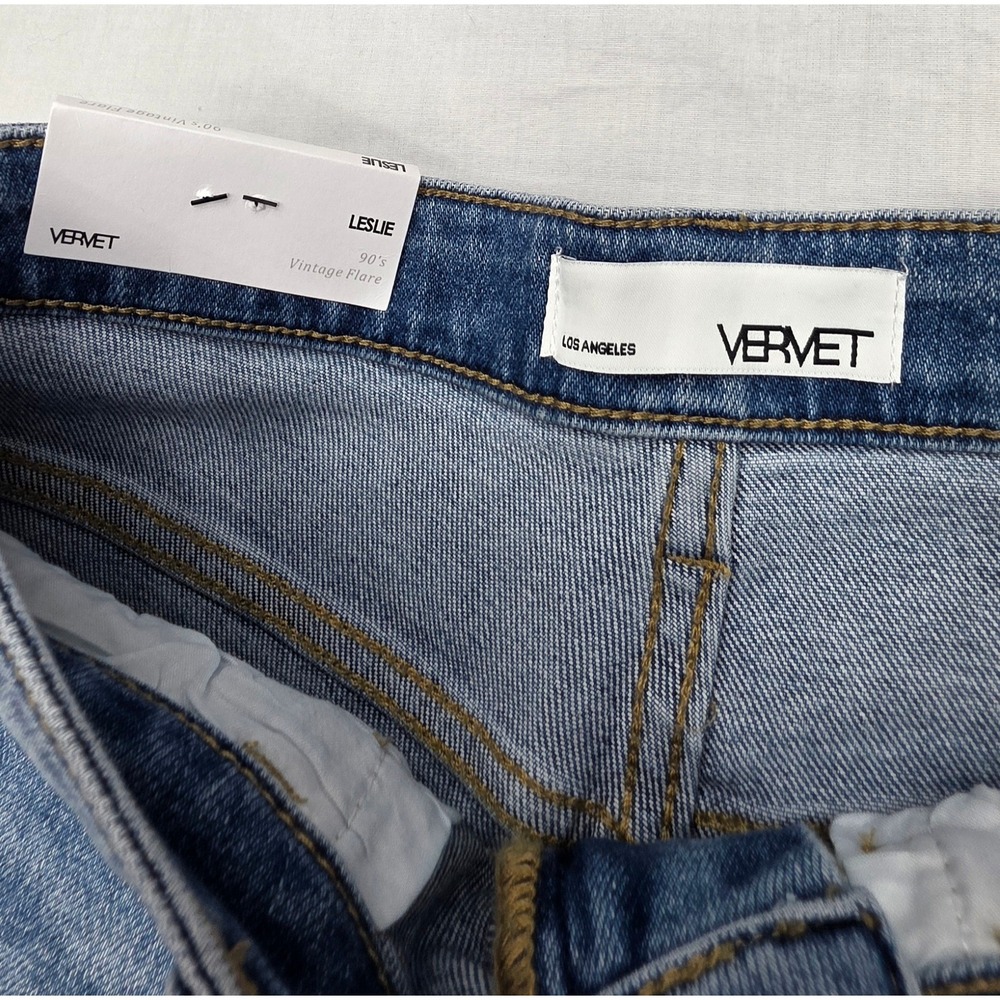 Vervet Leslie 90s Vintage Flare Jeans Distressed Blue Denim Size 25 NWT - Picture 4 of 10